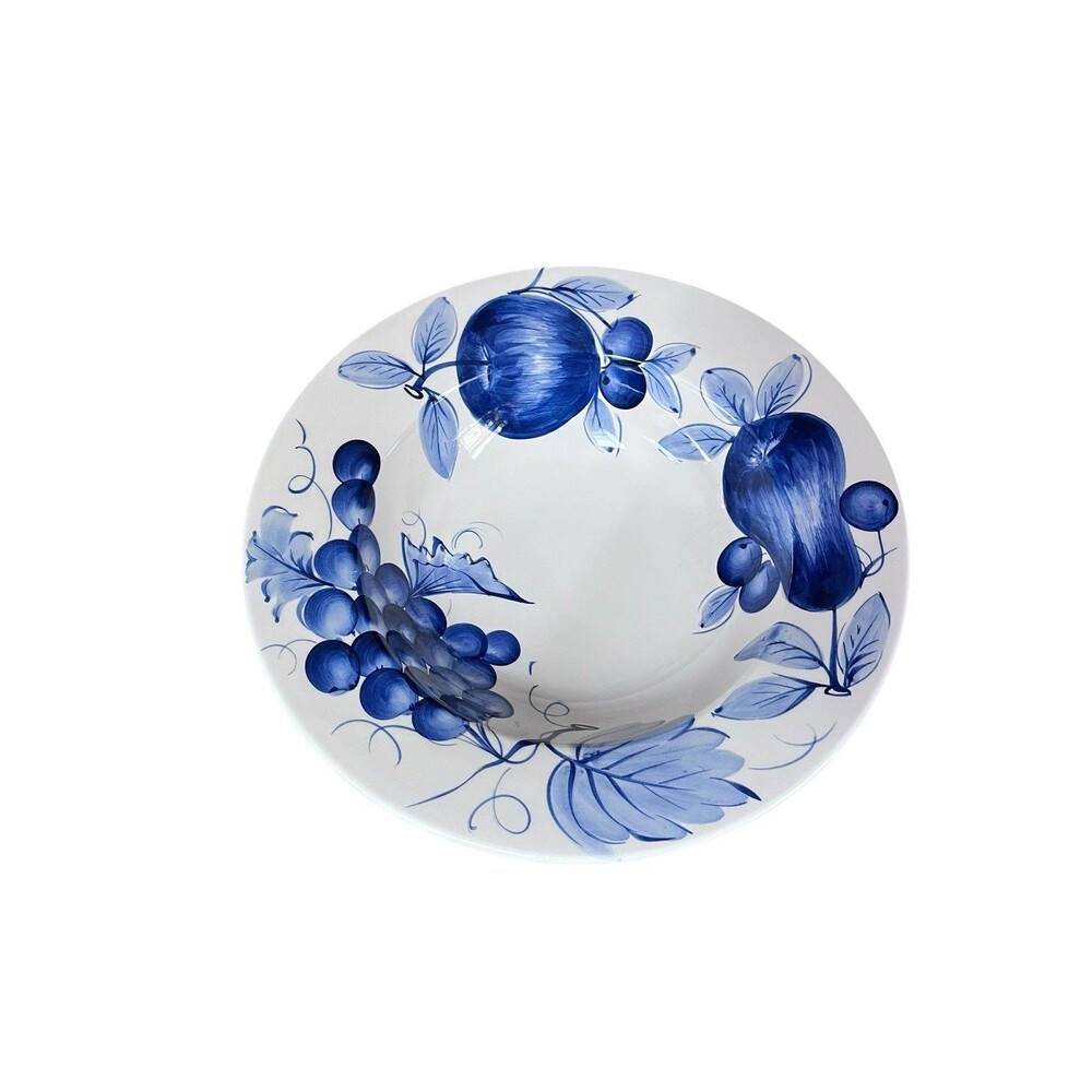 Pier 1 Melinda Salad Serving Bowl 13.5" x 3.5"  Earthenware Blue Fruit Italy